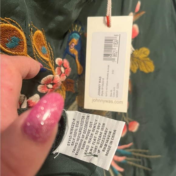 STUNNING ** LIKE NEW Johnny Was Silk Quito Victorian Prairie Blouse Long Sleeve - Picture 8 of 8